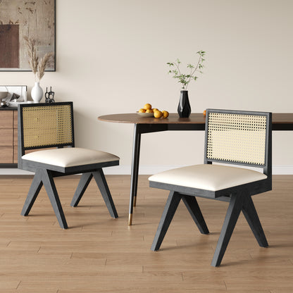 Chandian Dining Room Chairs, Cane Upholstered Kitchen Chairs Side Chairs With Cushion,Set of 2