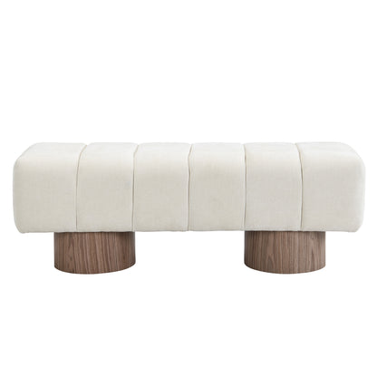 Sylithar Chenille Fabric Upholstered Dining Bench, End of Bed Entryway Bench Ottoman