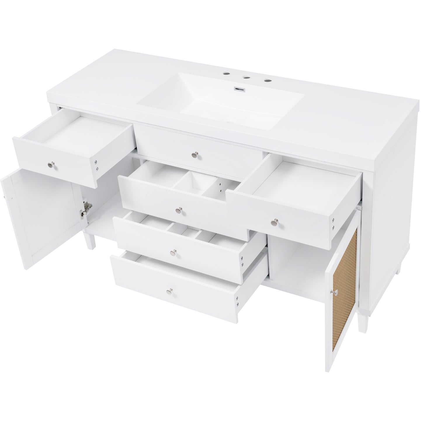 GuGuga 60" Bathroom Vanity with SMC Sink, Modern Large Storage Bathroom Storage Cabinet