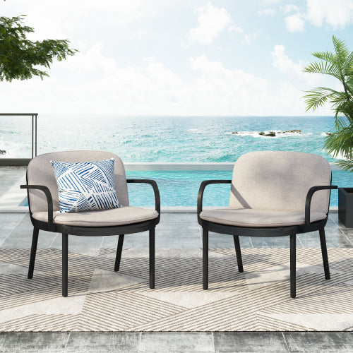 Xavier Outdoor Club Chair with Cushion, Set of 2