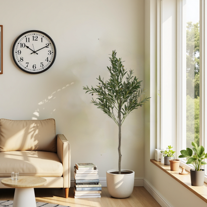 Sylvar 66" Artificial Olive Tree with Black Plastic Pot