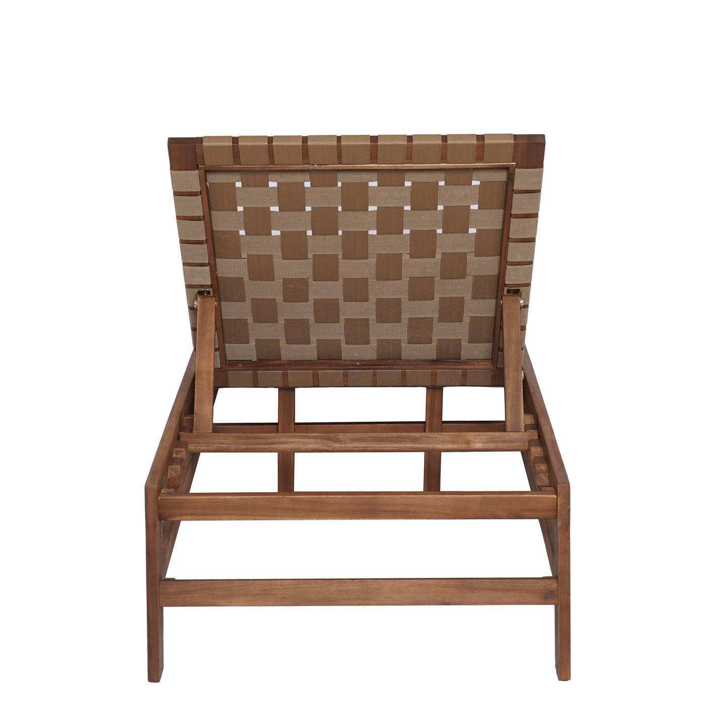Rionaris Outdoor Acacia Wood Rope Chaise Lounge Adjustable 4-Position Recliner