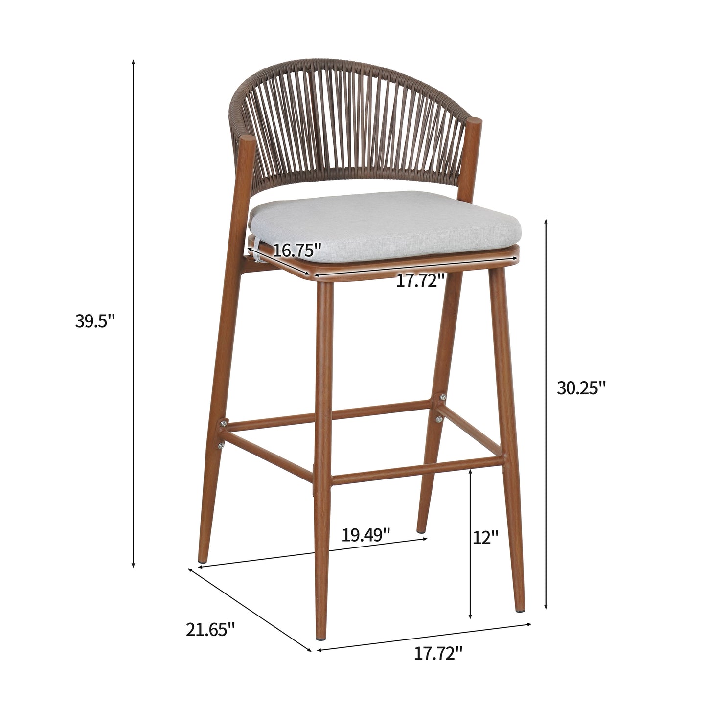 Sylvester 30.25 in. Outdoor Patio Barstools,Set of 2