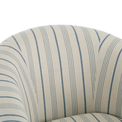 Willowa Indoor Beige and Blue Stripe Fabric Club Chair