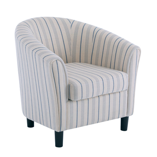 Willowa Indoor Beige and Blue Stripe Fabric Club Chair