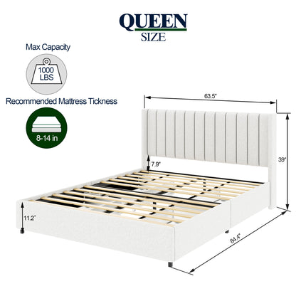 Lily Boucle Upholstered Bed Frame, Ivory