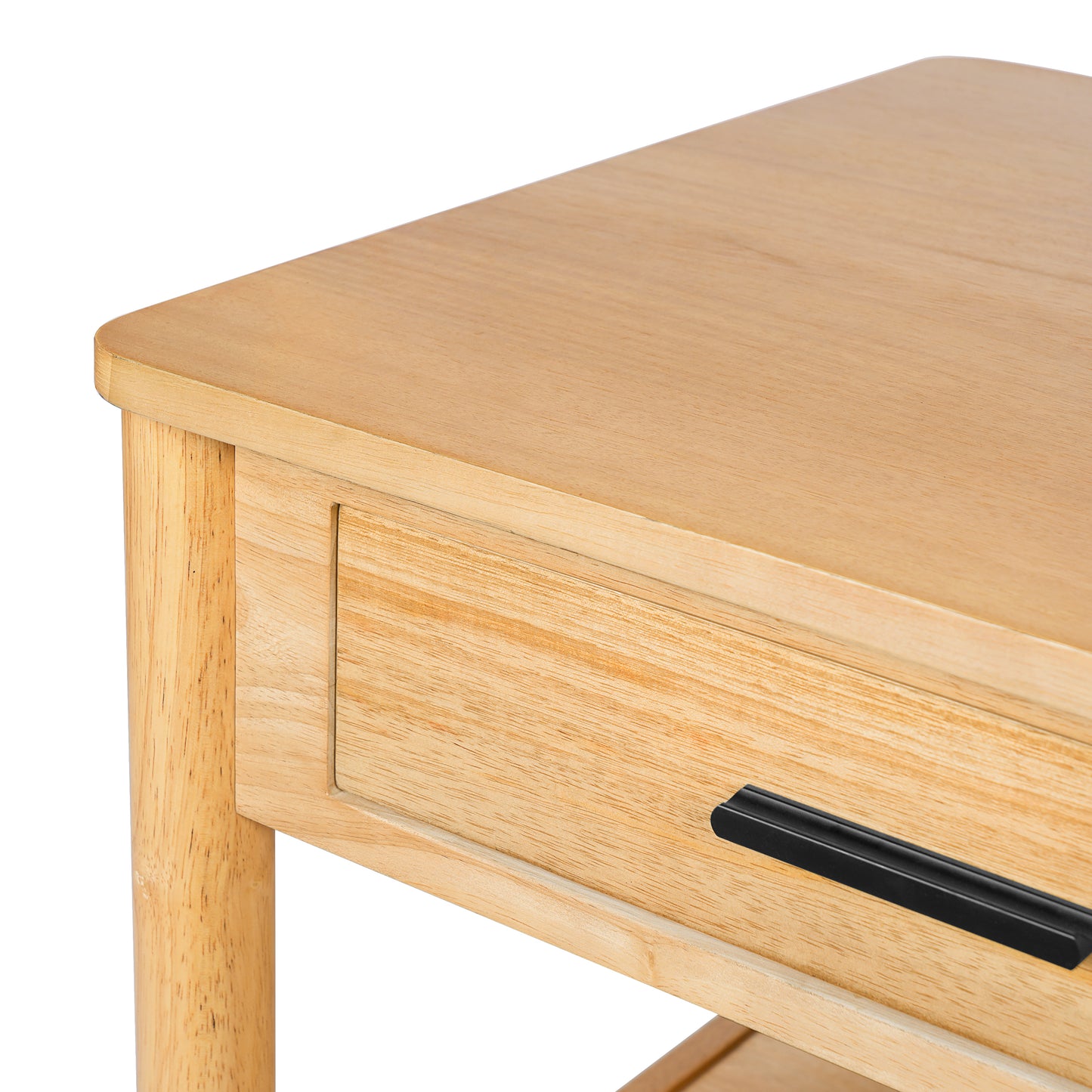 Fintan Simple light luxury geometric solid wood end table natural rubber wood