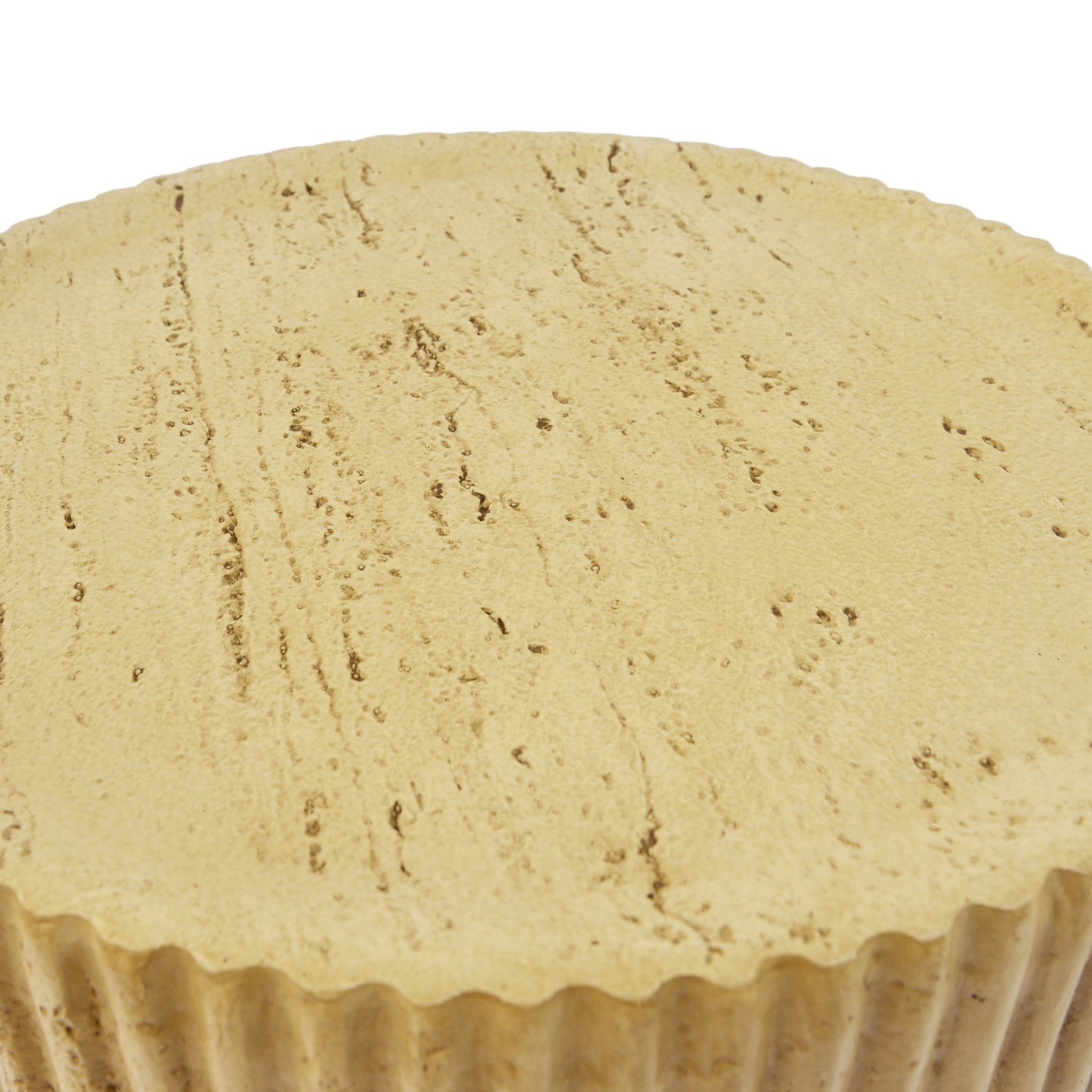 Orson MGO Cylindrical Side Table, Wood-like texture, Antique brown Color