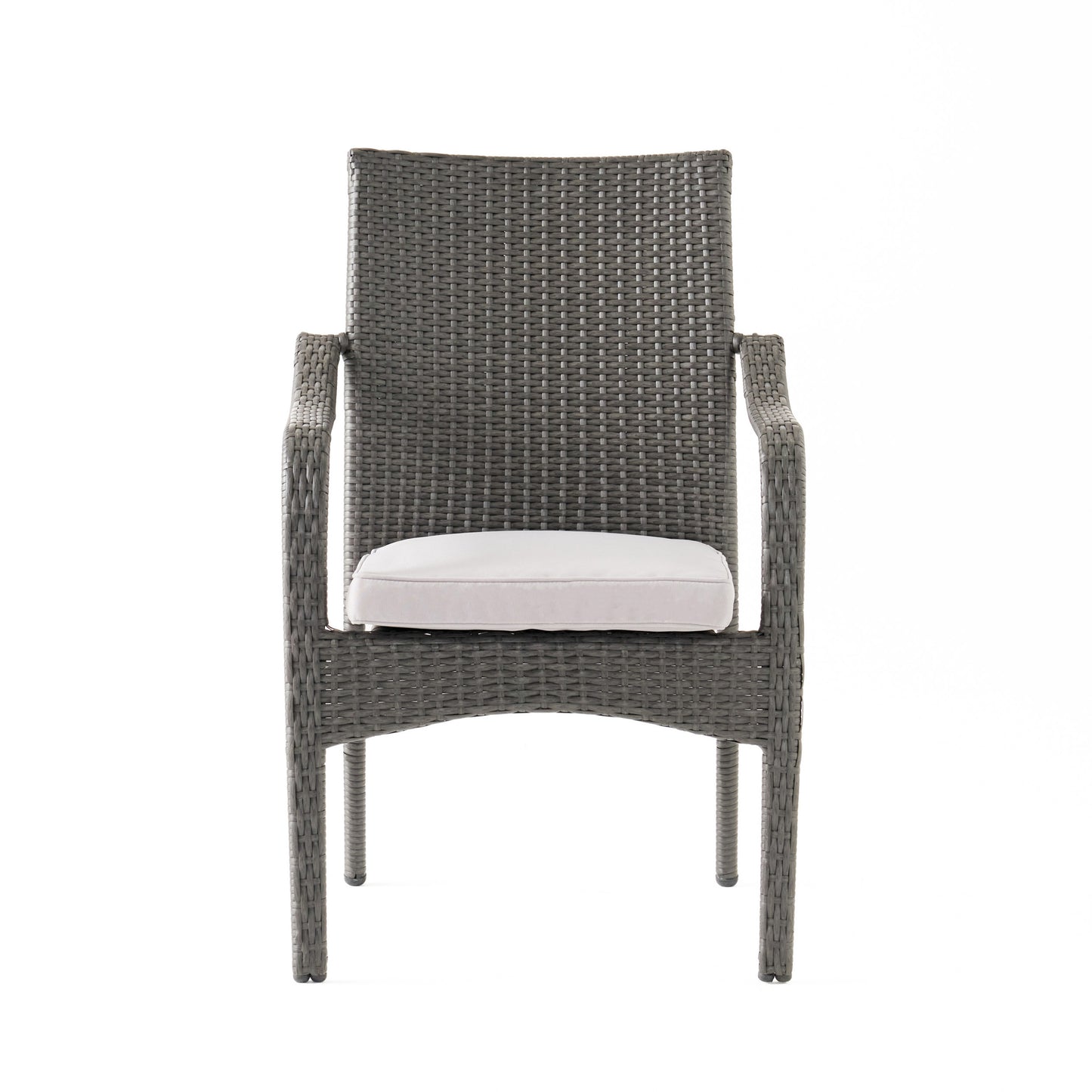 Perseer Outdoor PE Rattan Stacking Chair with Iron Frame and Cushions,Set of 4