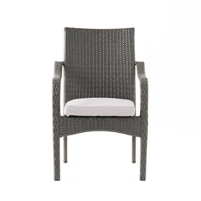 Perseer Outdoor PE Rattan Stacking Chair with Iron Frame and Cushions,Set of 4