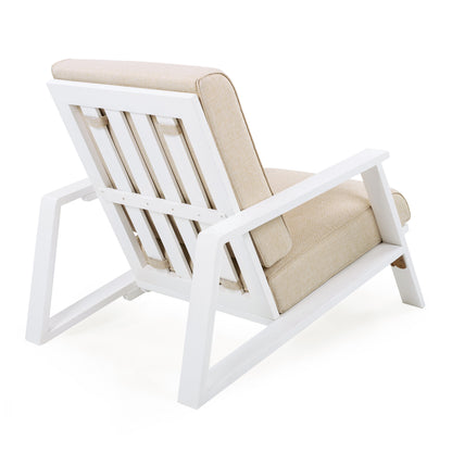 Youssef Patio Lounge Chair, Outdoor Club Chair with Beige Cushion