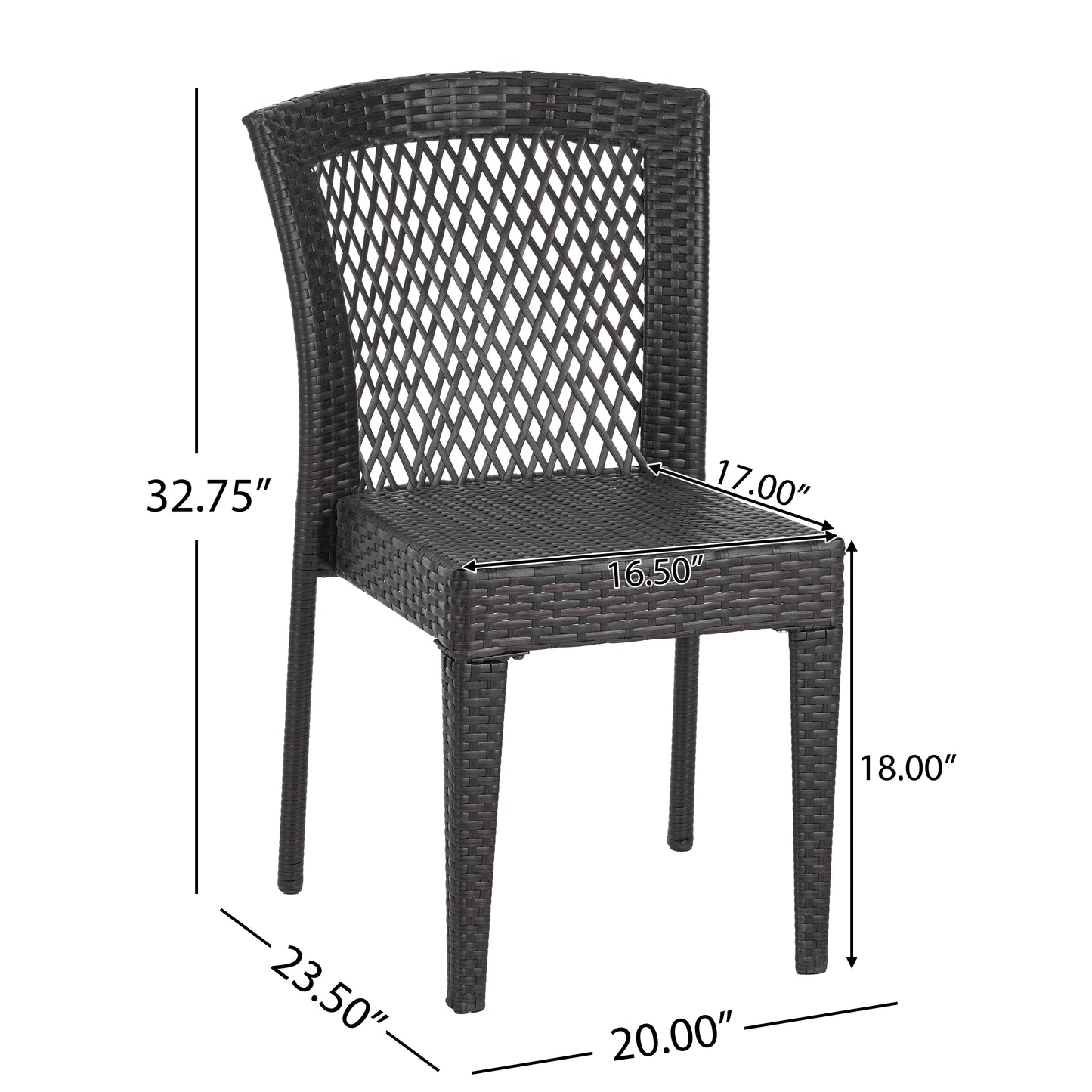 Brisa Outdoor Dining Chairs, Stackable Chairs with UV-Resistant PE Rattan and Steel Frame, Supports 400lbs,Set of 2