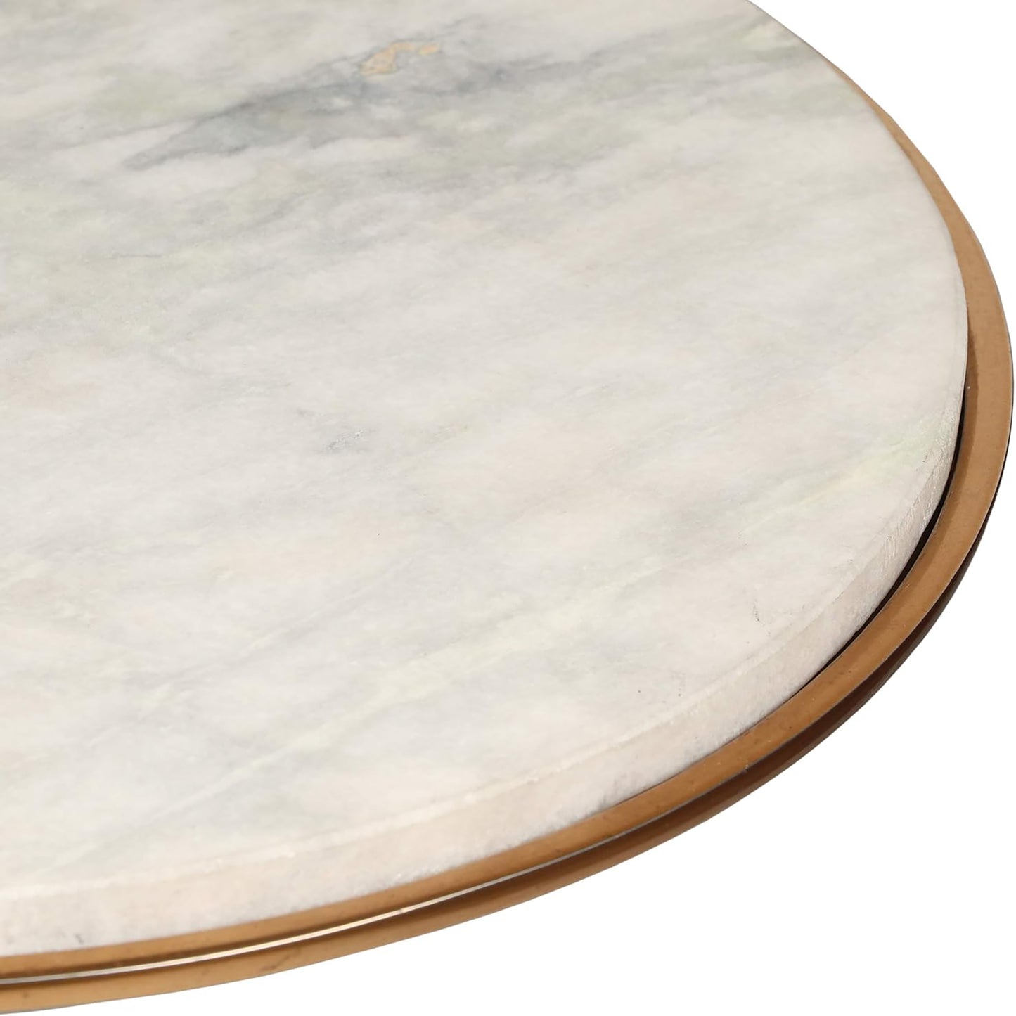 Bartholo Modern Glam Aluminum Accent Table with Marble Table Top