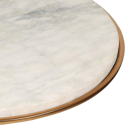 Bartholo Modern Glam Aluminum Accent Table with Marble Table Top