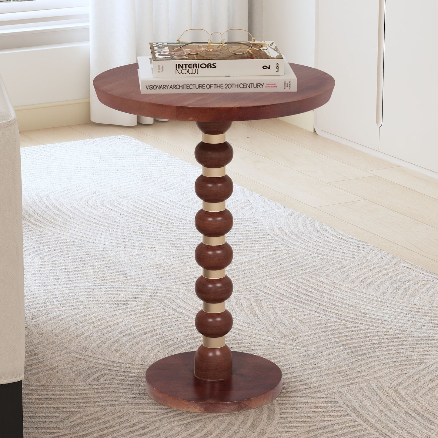 Orablu Modern Round Mango Wood End Table