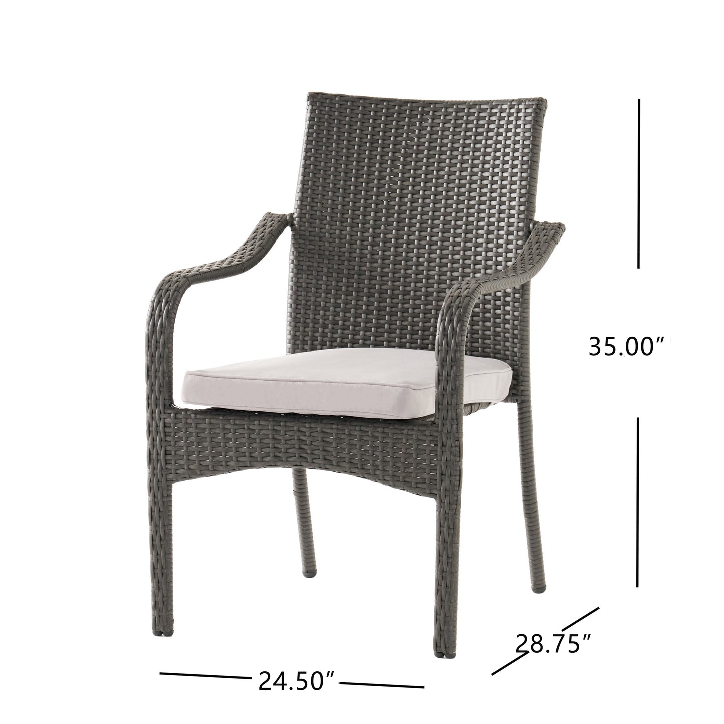 Perseer Outdoor PE Rattan Stacking Chair with Iron Frame and Cushions,Set of 4