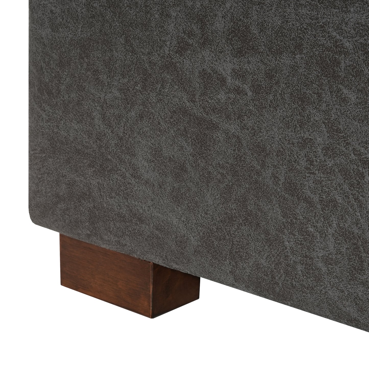 Hopehorizon Rectangle Chenile Solid Wood Storage Ottoman Chenille