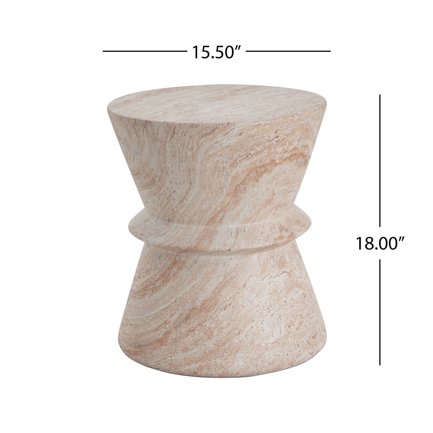 Lunaris Outdoor Lightweight Concrete Side Table,Travertine Finish