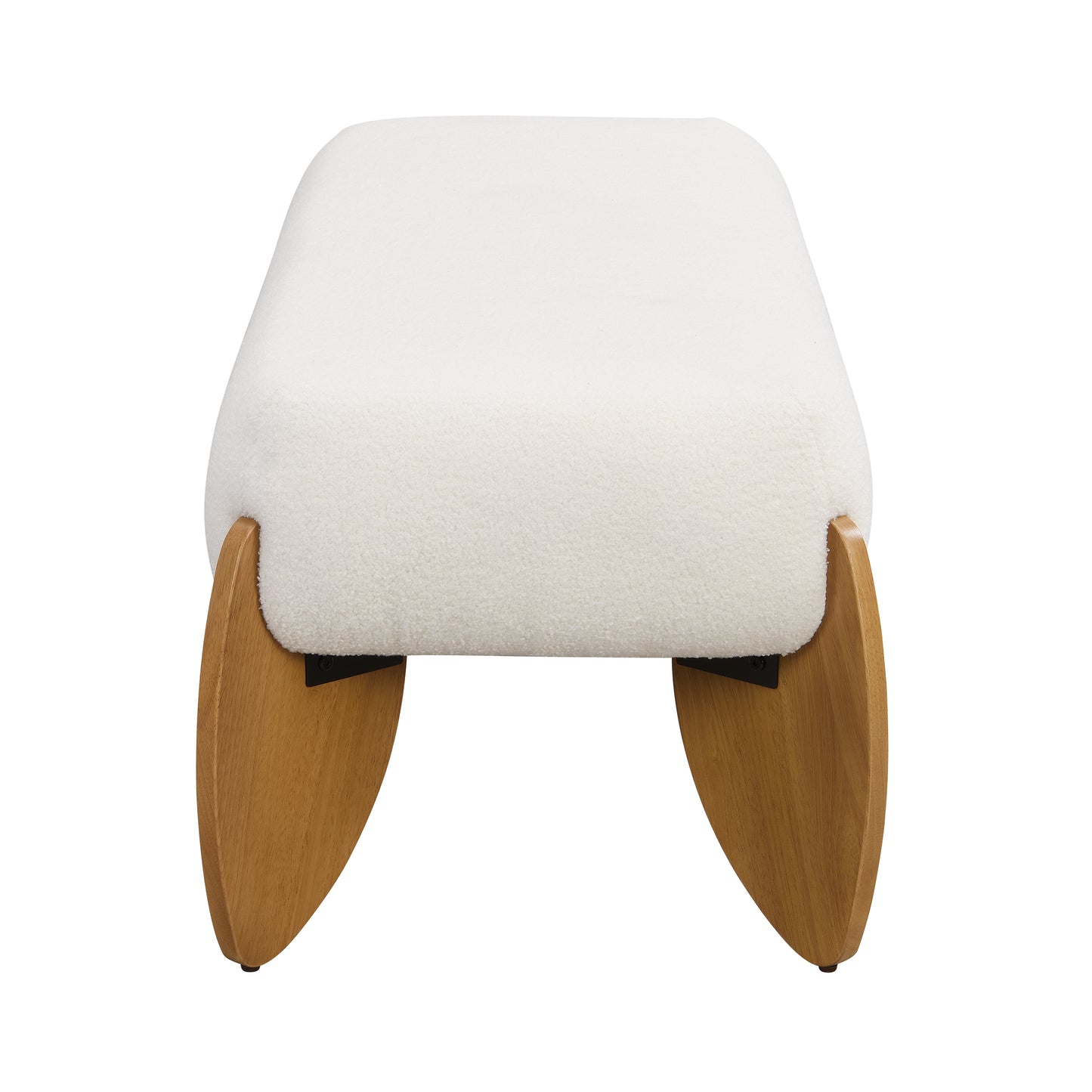 Aicedis Stylish Long White Bouclé Ottoman Perfect Blend of Form and Function