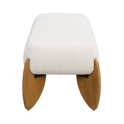 Aicedis Stylish Long White Bouclé Ottoman Perfect Blend of Form and Function