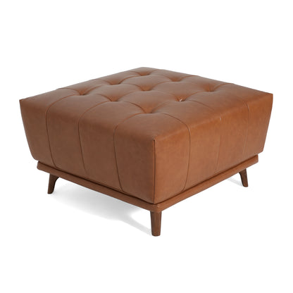 Sonicpeak Mid-Century Modern PU Upholstered Ottoman