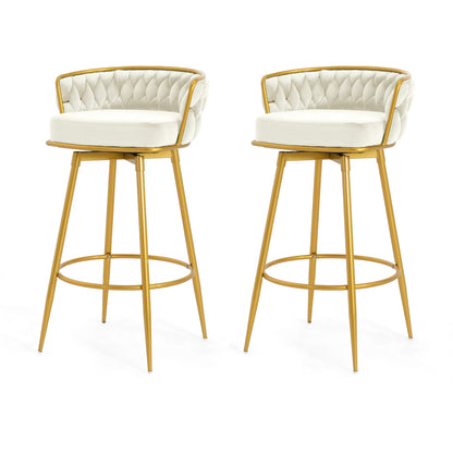 Flufy Modern Swivel Counter Height Bar Stools Barstool,Set of 2