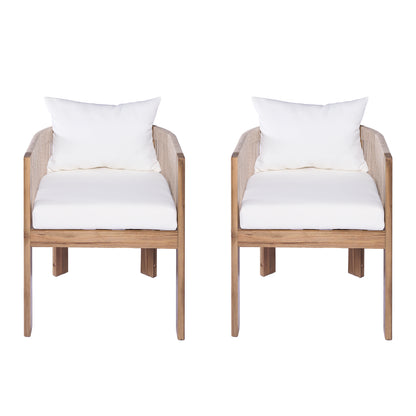 Matera Modern Wood Patio Dining Chair (Set of 2)