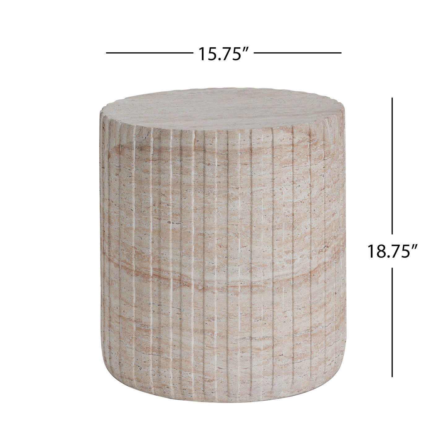 Chateau Outdoor Lightweight Concrete Side Table,Travertine Finish