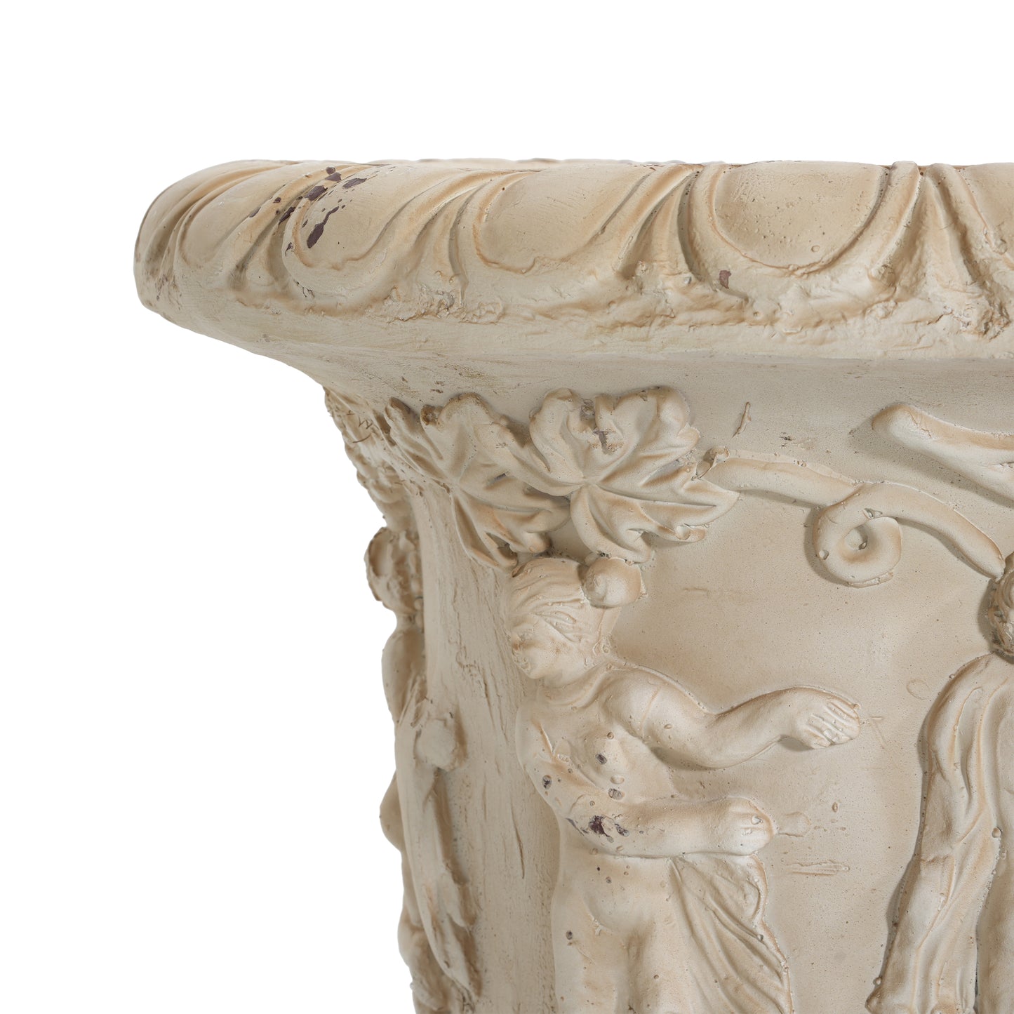 Caldrithar MGO Garden Artistic relief Urn, Antique White, 27'' H