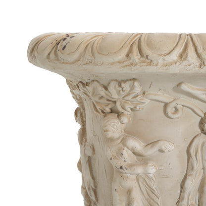 Caldrithar MGO Garden Artistic relief Urn, Antique White, 27'' H