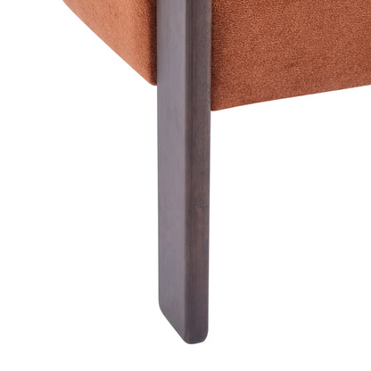 Noah Upholstered Boucle Accent Arm Chair, Rubberwood, Beige+walnut