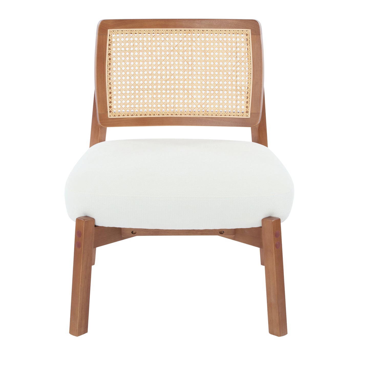 Aphex Modern Beige Lounge Chair with Woven Backrest, Sturdy Wooden Frame,Set of 2