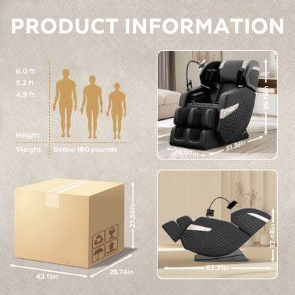 New Full Body Massage Chair with Zero Gravity and Air Pressure