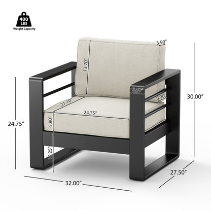 Gadd Aluminum Patio Outdoor Club Chair with Cushions