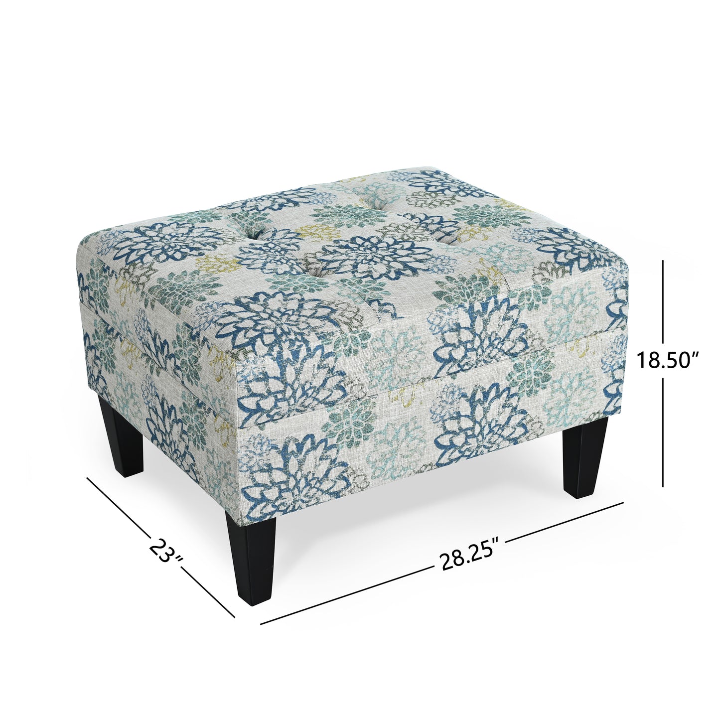 Briseis High-quality Upholstered Ottoman with birch legs, comfortable lounge stool