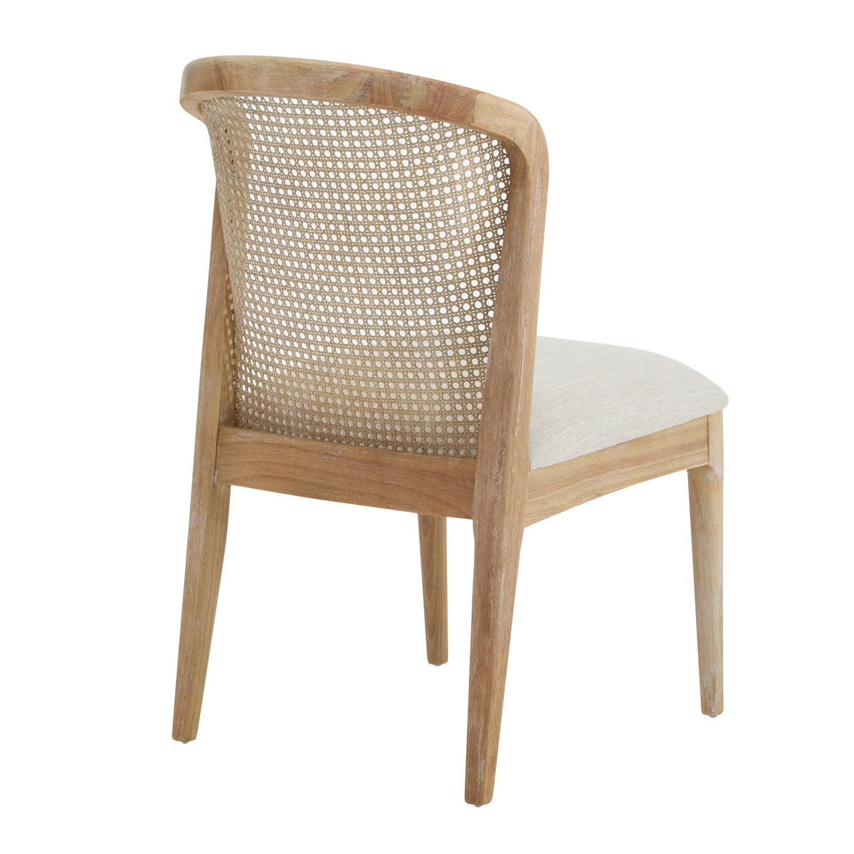 Diaphanous Lilia Dining Chairs Set of 2, Modern Dining Chair with Fabric Upholstery, Rubberwood Frame Kitchen Chairs with Cane Webbing, Extra Seat for Dining Room, Beige + Natural