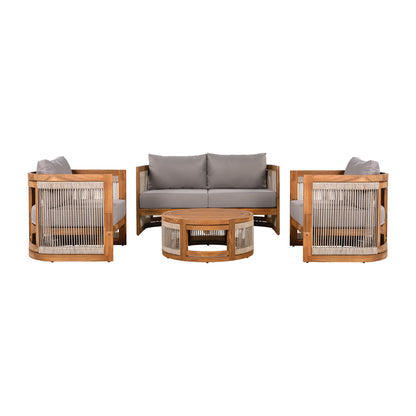 Vireo 4-Piece Patio Seating Group 2 Chairs, Loveseat & Table Acacia Wood Outdoor Furniture Set