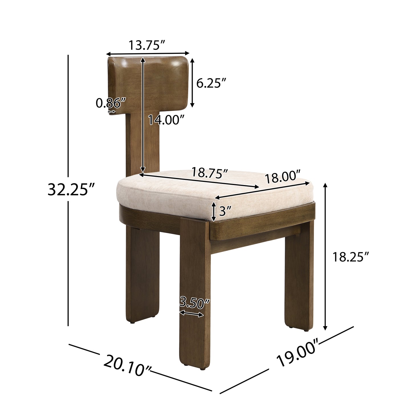 Dinrele Upholstered Fabric Dining Chairs Set of 2