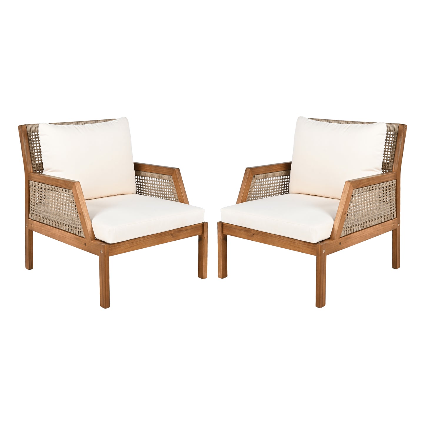 Aplore Outdoor Acacia Wood Club Chair with Cushions