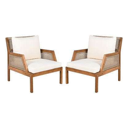 Aplore Outdoor Acacia Wood Club Chair with Cushions