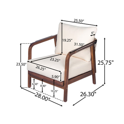 Lumozorette 28" Outdoor Lounge Chair with Backrest,Cushions and Curved Armrests