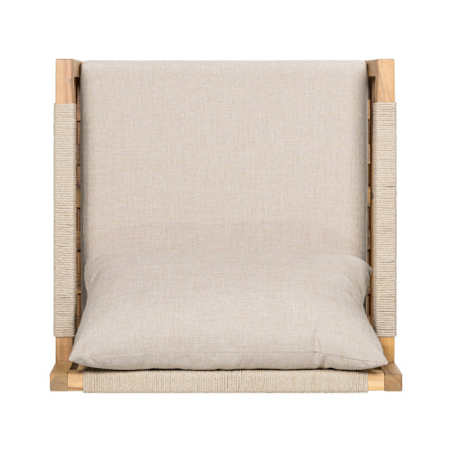 ‌PinDrift‌ Acacia Wood & Beige Rope Outdoor Leisure Chair for Any Patio