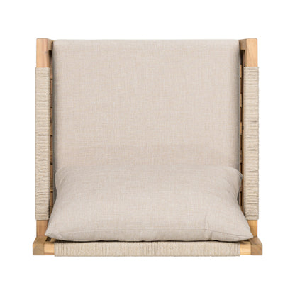‌PinDrift‌ Acacia Wood & Beige Rope Outdoor Leisure Chair for Any Patio