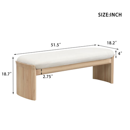 Nirithora 51.5 Inch Beige Rubber Wood Footstool For Bedroom and Living Room