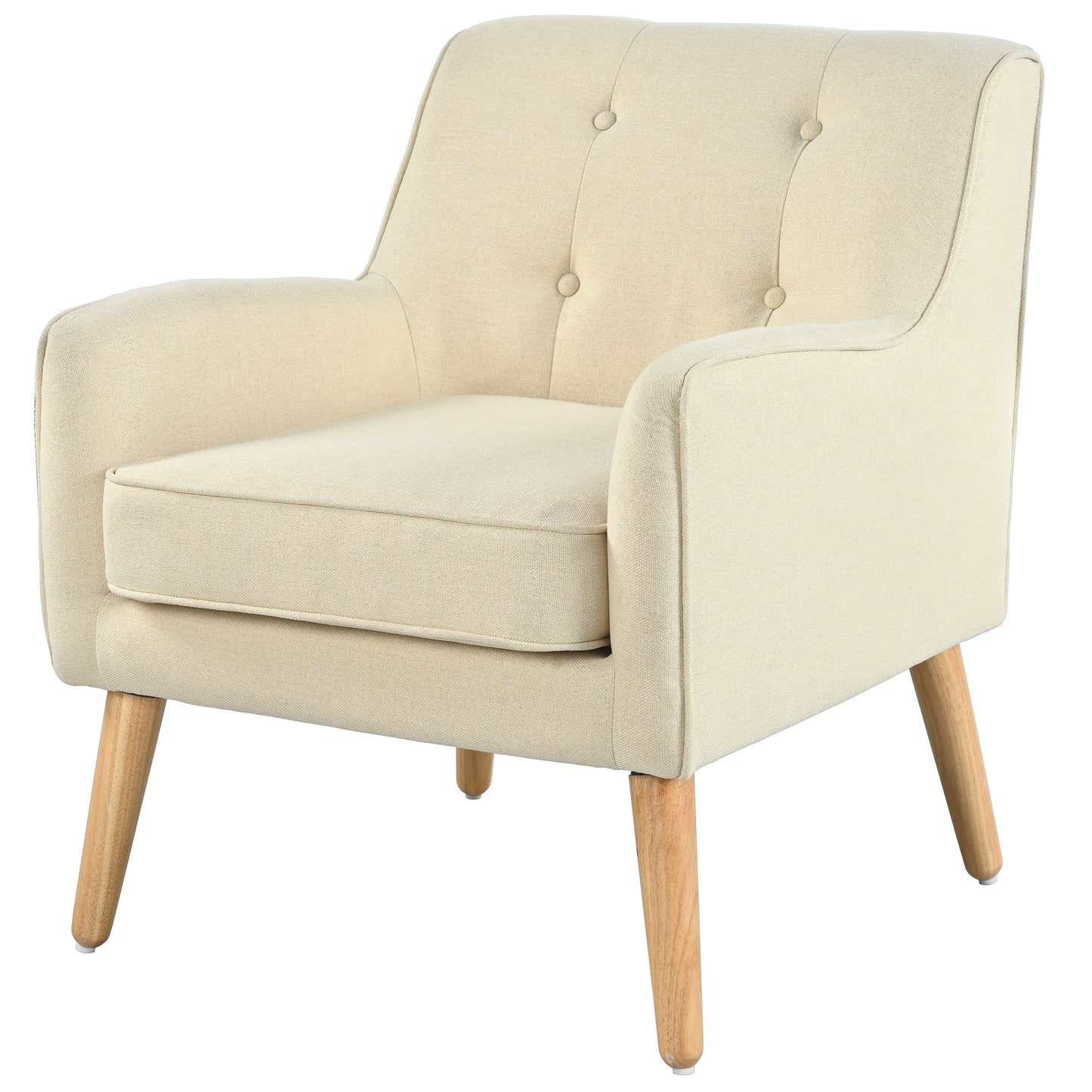 Tapara Mid-Century Modern Armchair - Tufted Fabric Accent Chair.