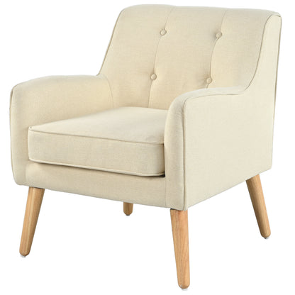 Tapara Mid-Century Modern Armchair - Tufted Fabric Accent Chair.