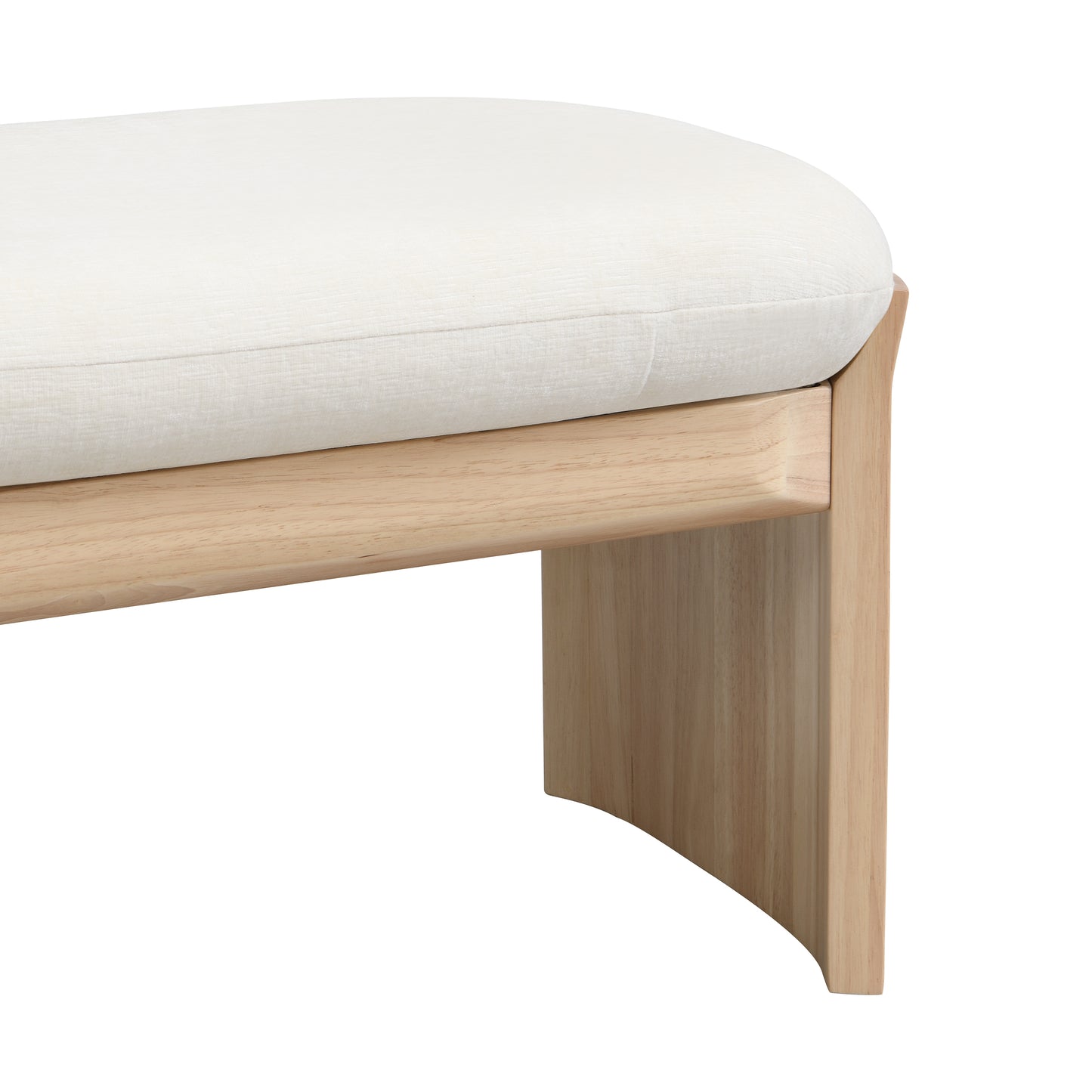 Nirithora 51.5 Inch Beige Rubber Wood Footstool For Bedroom and Living Room