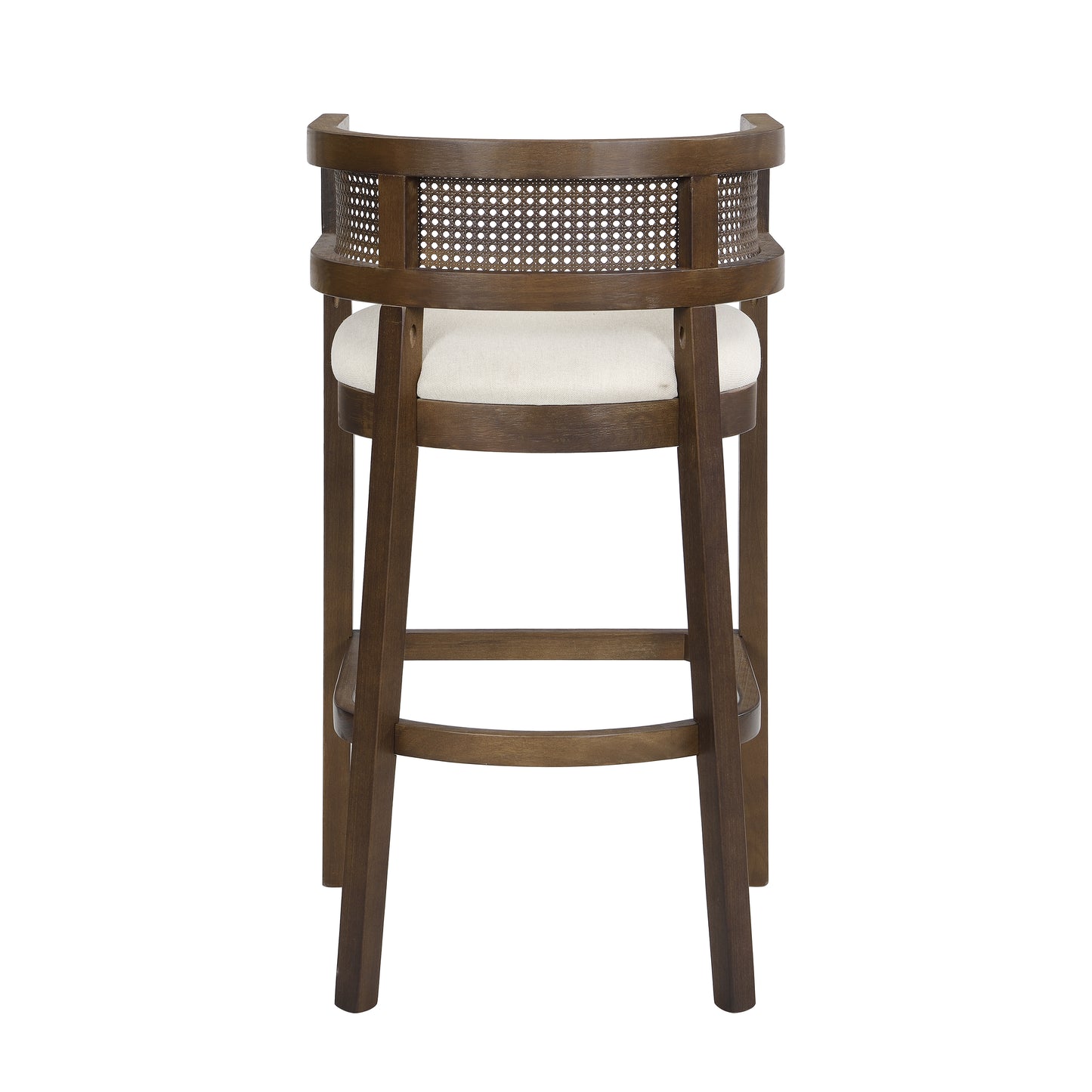 Tiberius Wood And Rattan Upholstered Arm Bar Stools,Set of 2