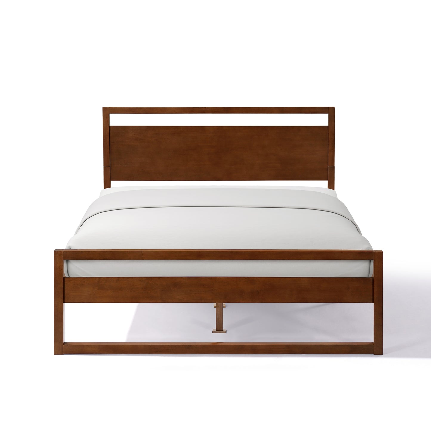 Quorrilos Walnut Wood Queen Bed with Headboard and Silent Slats