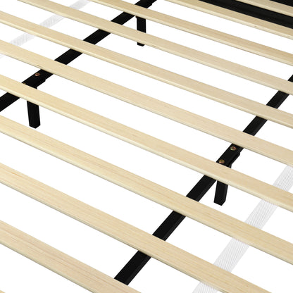 Selah Platform Bed, Boucle Fabric Upholstered Platform Bed,Curve-Shaped Design Headboard